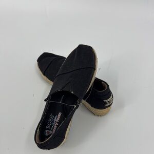 SKETCHERS Women’s BOBS Wedge Canvas Black Slip-On Shoes Size 6.5 NWT